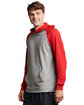Russell Athletic Adult Essential Raglan Pullover Hooded T-Shirt OXFORD/ TRUE RED ModelSide