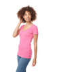 Next Level Apparel Ladies' CVC Deep V-Neck T-Shirt HOT PINK ModelSide