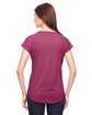 Anvil Ladies' Triblend V-Neck T-Shirt HEATHER RASPBRRY ModelBack