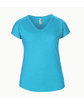 Anvil Ladies' Triblend V-Neck T-Shirt HTHR CARIB BLUE FlatFront