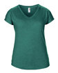Anvil Ladies' Triblend V-Neck T-Shirt HTH DARK GREEN FlatFront