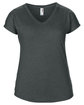 Anvil Ladies' Triblend V-Neck T-Shirt HEATHER DK GREY FlatFront