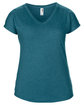 Anvil Ladies' Triblend V-Neck T-Shirt HTH GALAP BLUE OFFront