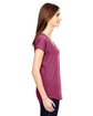 Anvil Ladies' Triblend V-Neck T-Shirt HEATHER RASPBRRY ModelSide