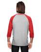 Anvil Adult Triblend 3/4-Sleeve Raglan T-Shirt HTH GR/ TR H RED ModelBack