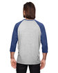 Anvil Adult Triblend 3/4-Sleeve Raglan T-Shirt HTH GR/ TR HBLUE ModelBack