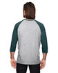Anvil Adult Triblend 3/4-Sleeve Raglan T-Shirt HT GY/ HT DK GRN ModelBack