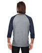 Anvil Adult Triblend 3/4-Sleeve Raglan T-Shirt HTH GRY/ HTH NVY ModelBack