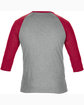 Anvil Adult Triblend 3/4-Sleeve Raglan T-Shirt HTH GR/ TR H RED FlatBack