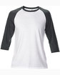 Anvil Adult Triblend 3/4-Sleeve Raglan T-Shirt WHT/ TR H DK GRY FlatFront