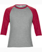 Anvil Adult Triblend 3/4-Sleeve Raglan T-Shirt HTH GR/ TR H RED FlatFront