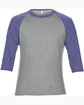 Anvil Adult Triblend 3/4-Sleeve Raglan T-Shirt HTH GR/ TR HBLUE FlatFront