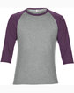 Anvil Adult Triblend 3/4-Sleeve Raglan T-Shirt HTH GR/ TR H AU FlatFront