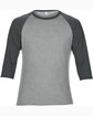 Anvil Adult Triblend 3/4-Sleeve Raglan T-Shirt HT GR/ HT DK GRY FlatFront