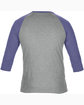 Anvil Adult Triblend 3/4-Sleeve Raglan T-Shirt HTH GR/ TR HBLUE OFBack