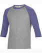 Anvil Adult Triblend 3/4-Sleeve Raglan T-Shirt HTH GR/ TR HBLUE OFQrt