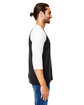 Anvil Adult Triblend 3/4-Sleeve Raglan T-Shirt BLACK/ WHITE ModelSide