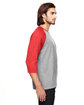 Anvil Adult Triblend 3/4-Sleeve Raglan T-Shirt HTH GR/ TR H RED ModelSide