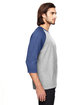 Anvil Adult Triblend 3/4-Sleeve Raglan T-Shirt HTH GR/ TR HBLUE ModelSide
