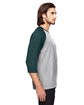 Anvil Adult Triblend 3/4-Sleeve Raglan T-Shirt HT GY/ HT DK GRN ModelSide