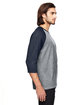 Anvil Adult Triblend 3/4-Sleeve Raglan T-Shirt HTH GRY/ HTH NVY ModelSide