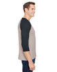 Anvil Adult Triblend 3/4-Sleeve Raglan T-Shirt HTHR SLATE/ BLK ModelSide