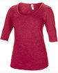 Anvil Ladies' Triblend Deep Scoop 1/2-Sleeve T-Shirt HEATHER RED OFQrt