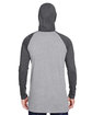 LAT Men's Hooded Raglan Long Sleeve Fine Jersey T-Shirt GRN HT/ V SMK/BK ModelBack