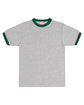 Augusta Sportswear Adult Ringer T-Shirt ath hthr/ dk grn FlatFront