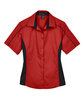 North End Ladies' Fuse Colorblock Twill Shirt CLASSIC RED/ BLK FlatFront
