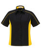 North End Ladies' Fuse Colorblock Twill Shirt BLK/ CMPS GOLD OFFront