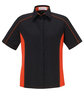 North End Ladies' Fuse Colorblock Twill Shirt BLACK/ ORANGE OFFront