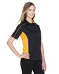 North End Ladies' Fuse Colorblock Twill Shirt BLK/ CMPS GOLD ModelQrt