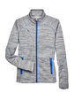 North End Ladies' Flux Mélange Bonded Fleece Jacket PLATNM/ OLY BLU FlatFront