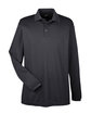 UltraClub Adult Cool & Dry Long-Sleeve Mesh Piqué Polo BLACK OFFront