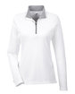 UltraClub Ladies' Cool & Dry Sport Quarter-Zip Pullover white OFFront