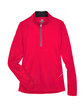 UltraClub Ladies' Cool & Dry Sport Quarter-Zip Pullover red FlatFront