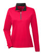 UltraClub Ladies' Cool & Dry Sport Quarter-Zip Pullover red OFFront