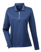 UltraClub Ladies' Cool & Dry Sport Quarter-Zip Pullover navy OFFront