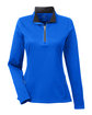 UltraClub Ladies' Cool & Dry Sport Quarter-Zip Pullover kyanos blue OFFront