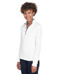 UltraClub Ladies' Cool & Dry Sport Quarter-Zip Pullover white ModelQrt