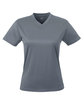 UltraClub Ladies' Cool & Dry Sport V-Neck T-Shirt CHARCOAL OFFront