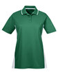 UltraClub Ladies' Cool & Dry Sport Two-Tone Polo forest grn/ wht OFFront