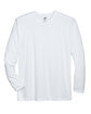 UltraClub Adult Cool & Dry Sport Long-Sleeve Performance Interlock T-Shirt WHITE FlatFront