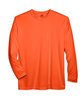 UltraClub Adult Cool & Dry Sport Long-Sleeve Performance Interlock T-Shirt BRIGHT ORANGE FlatFront