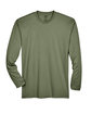 UltraClub Adult Cool & Dry Sport Long-Sleeve Performance Interlock T-Shirt military green FlatFront