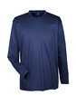 UltraClub Adult Cool & Dry Sport Long-Sleeve Performance Interlock T-Shirt NAVY OFFront