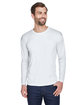 UltraClub Adult Cool & Dry Sport Long-Sleeve Performance Interlock T-Shirt white ModelQrt
