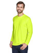 UltraClub Adult Cool & Dry Sport Long-Sleeve Performance Interlock T-Shirt BRIGHT YELLOW ModelQrt