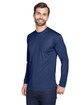 UltraClub Adult Cool & Dry Sport Long-Sleeve Performance Interlock T-Shirt navy ModelQrt
